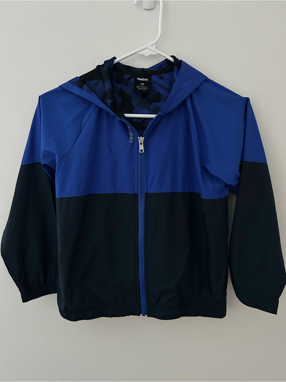 Reebok Kids Royal Blue and Black Hooded Rain Jacket